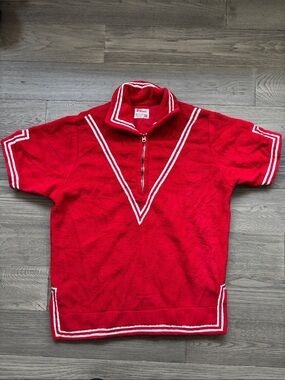 Wilson | Vintage Short Sleeve Quarter Zip Terry Cloth 1950s or 1960s Size 38 Red